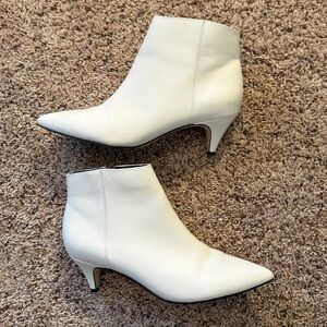 Sam Edelman Women's White Pointed-Toe Ankle Boots - Classic Leather Kitten Heel